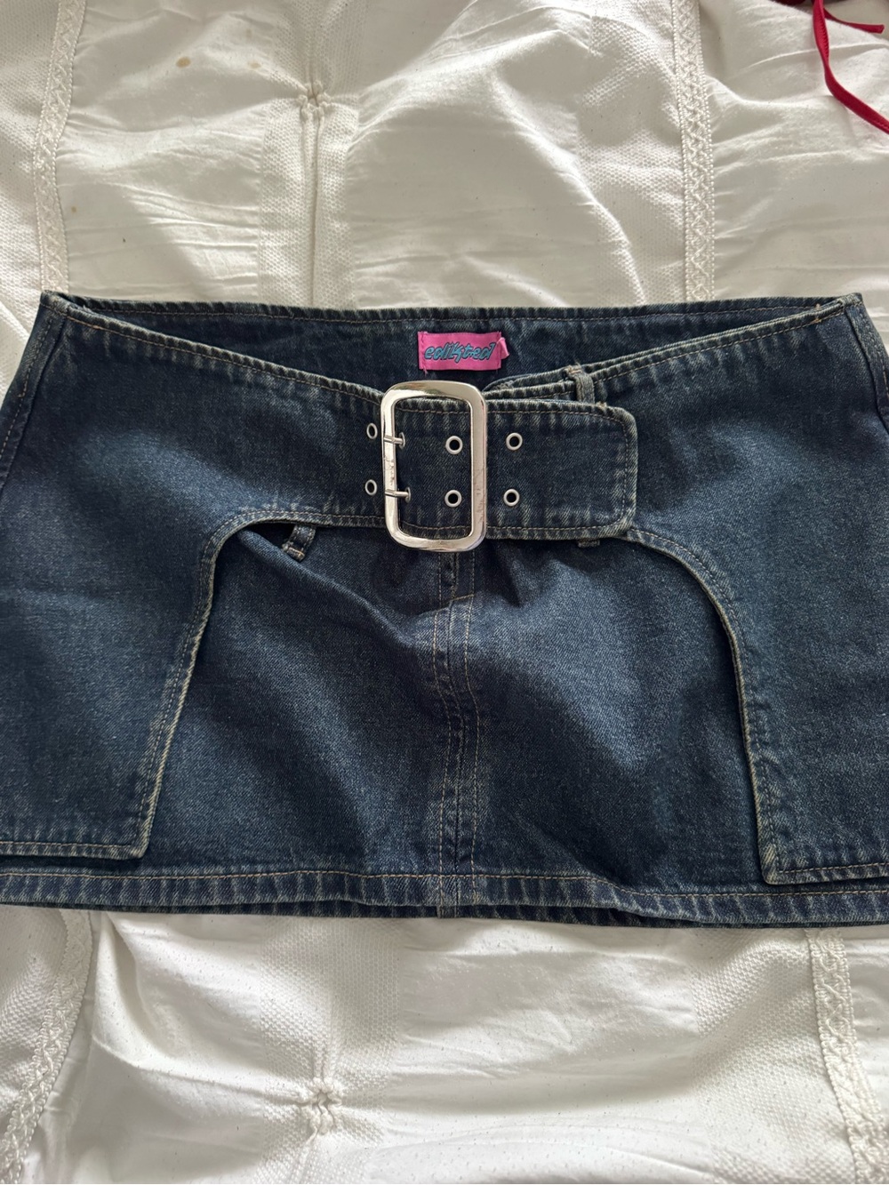 Edikted Dark Blue Denim Skirt